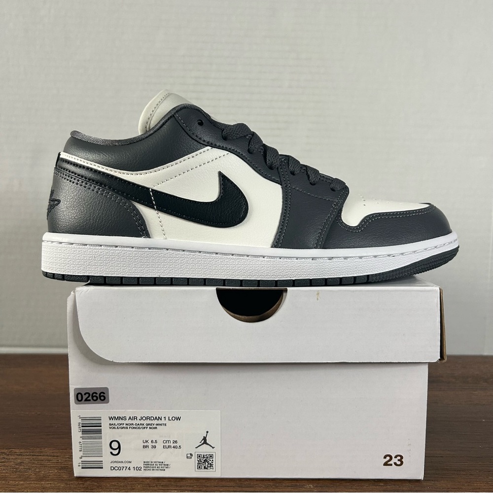 Air Jordan 1 Low Dark Grey/White Women's Size 9